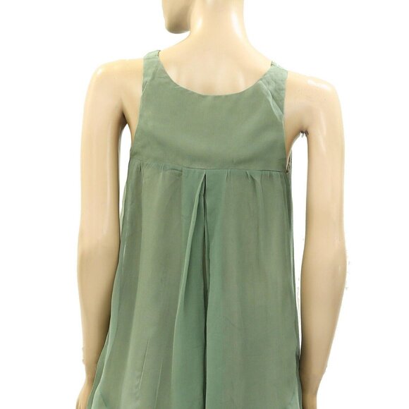 Saivana Anthropologie Green Tunic Tank Top  Solid Sleeveless Beach XS New - Picture 4 of 5